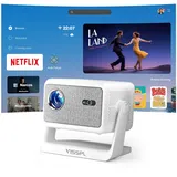 [Netflix-Lizenz] VISSPL-Mini Beamer mit WLAN und Bluetooth, Tragbarer 1080P-Projektor für den Außenbereich, Heimkino-Film-Telefonprojektor, kompatibel mit Telefon/Windows/TV-Stick/HDMI/USB