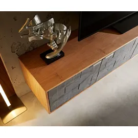 DeLife Lowboard Teele 220 cm Akazie Natur Schiefer 4 Türen schwebend