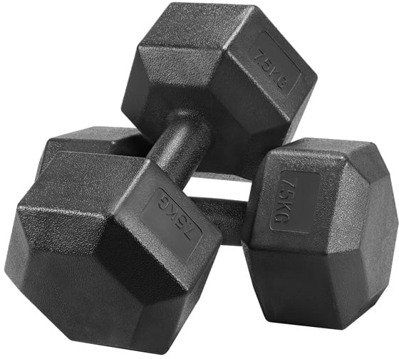 Yaheetech 2X Kurzhanteln 7,5 Kg Hanteln Set Hexagon Gymnastikhanteln Krafttraining Fitness zu Hause Gewichte Training, Schwarz