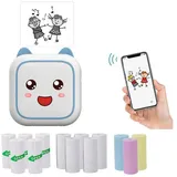 KINSI Mobiler Mini Drucker für Smartphone - Thermodrucker mit Bluetooth Multifunktionsdrucker, (tragbar für Zuhause, Studium & unterwegs) blau