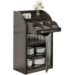 Besteckschrank | 55cm | Wenge/Schwarz | 1x Tür | 2x Böden | Soft-Close | Besteckschränke, Besteckschrank Gastronomie, Kellnerstation
