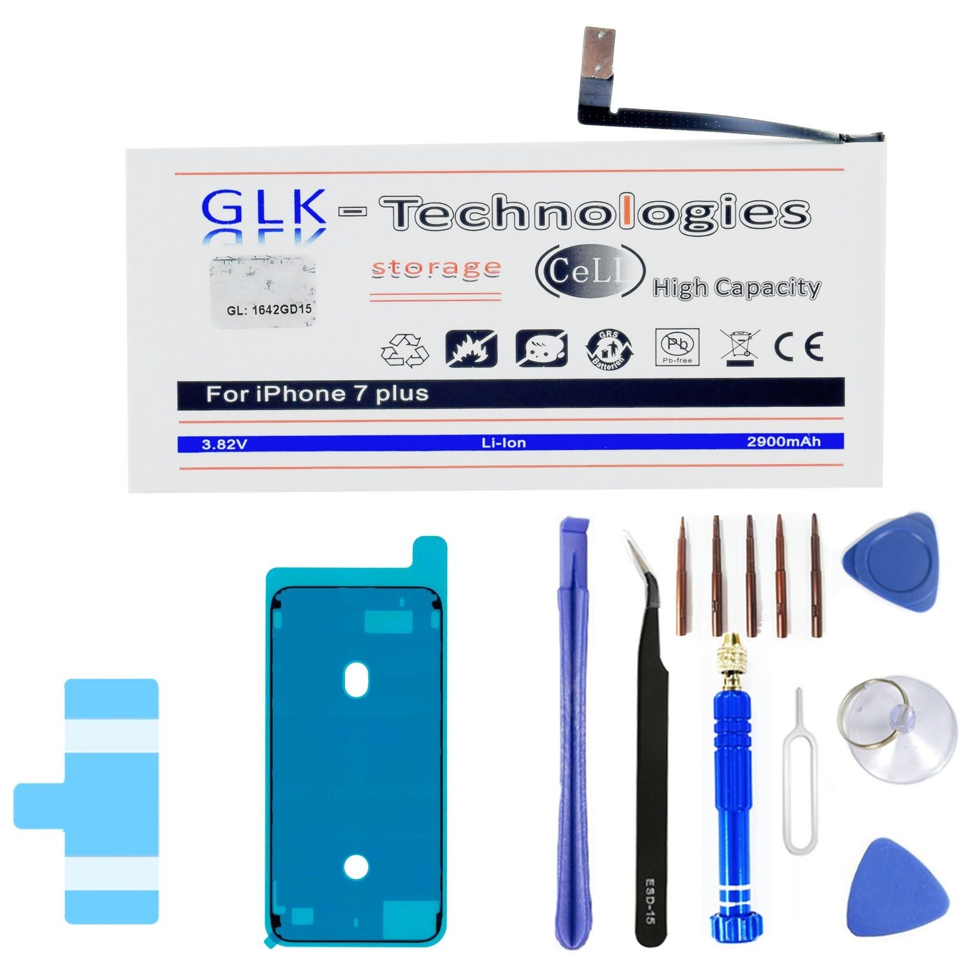 GLK-Technologies Verbesserter Ersatz Akku für iPhone 7 Plus mit Öffnungswerkzeug Smartphone-Akku 2900 mAh (3,83 V, 555 St)