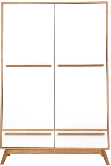 Armoire design avec penderie finition bois clair et blanc mat L120 cm HELIA