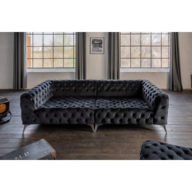 KAWOLA Set Big Sofa und Polsterhocker NARLA Velvet schwarz