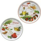 2er Set Pizzateller Napoli Pizzafoods grün + rot 31cm - 04019#ZP2 + 04019#ZP1