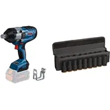 Bosch Professional 18V System BITURBO Akku Drehschlagschrauber GDS 18V-1050 H (ohne Akku/Ladegerät) + 9x PRO Impact Steckschlüsseleinsatz-Set (96 x 56 mm, Professional Zubehör Bohrer und Schrauber)