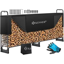 Kesser Kaminholzregal 260 x 36 x 117 cm schwarz inkl. Abdeckung + Handschuhe