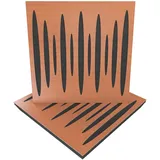 Schallabsorption, diffuse Akustikplatte, 50 x 50 x 5 cm, Absorption – Diffusion – Reflexion – Schalldämmung – Isolierung | Holz perforiert laminiert: (x2 Pulsar, Kirsche)