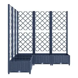 vidaXL Pflanzkübel mit Spalier 120 x 40 cm Blaugrau