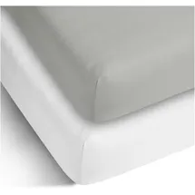 ASPERO Spannbettlaken Baumwolle-Jersey 180 x 200 cm grau 2 St.