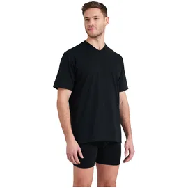 SCHIESSER T-Shirt 2er Pack - 1/2 Arm, Unterhemd, V-Ausschnitt, Schwarz