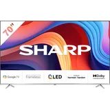 Sharp 4T-C70GPx QLED-Fernseher (177 cm/70 Zoll, 4K Ultra HD, Google TV, Smart-TV) silberfarben