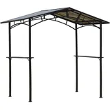 Gartenpavillon 2,5 X 1,5 M – Grillunterstand – 2 Ablagen – Grilldach – Schwarzes Metall Mit Polycarbonatdach