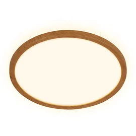 Briloner - LED Deckenlampe mit indirektem Licht, flach, warmweißes Licht, Lampe, Deckenleuchte, Wohnzimmerlampe, LED Panel, Küchenlampe, Schlafzimmerlampe, 29x3 cm, Holzrahmen