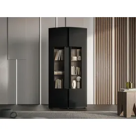 Mirjan24 Vitrine, Schwarz, Holzwerkstoff, Rechteckig, 87x180x47 cm, Wohnzimmer, Wohnwände, Vitrinenschränke