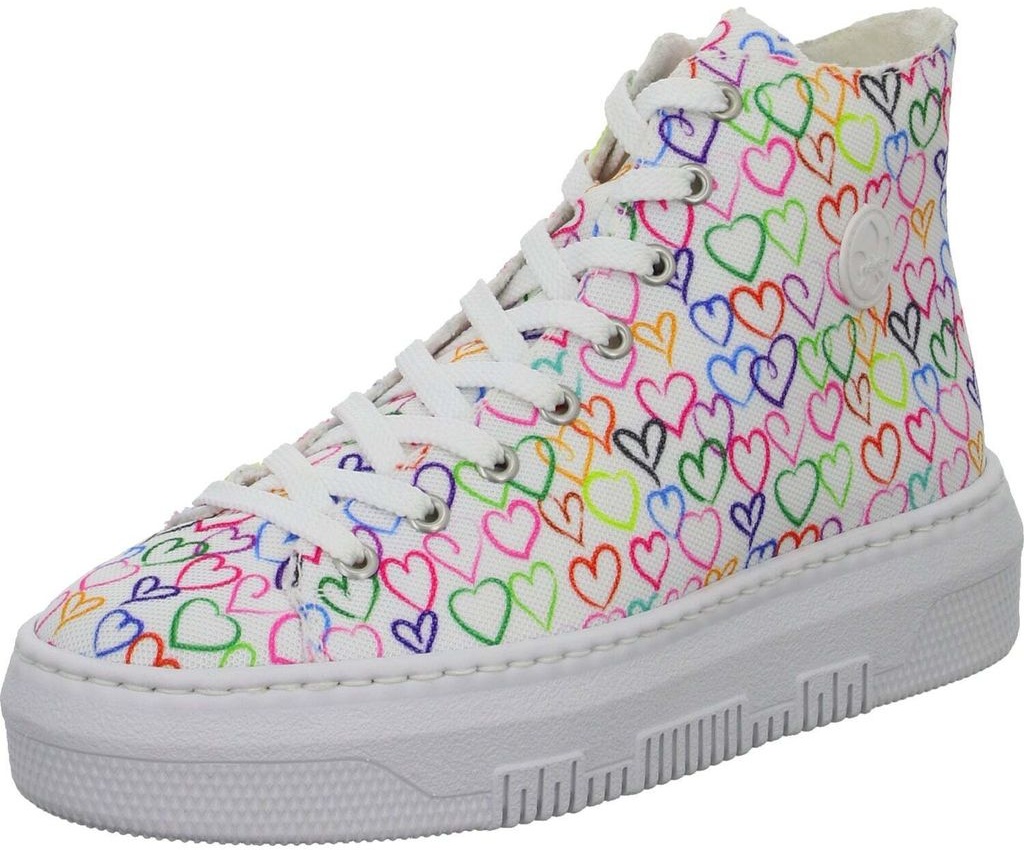 Rieker -Damen-Sneaker Herzchen-Muster Weiß-Mehrfarbig, Farbe:multicolor, EU Größe:40