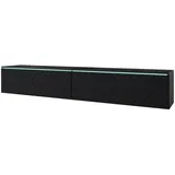 P & B Lowboard ca. 180x30 cm mit LED Fischgräte Schwarz
