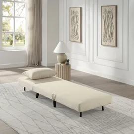 Atlantic Home Collection Sessel Robby Strukturbezug 190 x 75 x 75 cm Beige mit Schlaffunktion