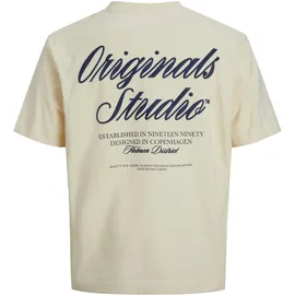JACK & JONES Herren, Rundhals, T-Shirt JORNORREBRO TYPO TEE SS CREW NECK relaxed fit 12282898 Antique weiß M