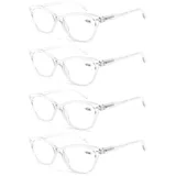 HEEYYOK 4 Pack Lesebrille Damen,Leichte Lesebrille,Schicke Lesebrillen,Ausgefallenes Muster,Tolle Farben,Gut verarbeitet