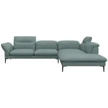 flexlux Ecksofa Salino, Funktionssofa mit Ottomane, Relaxsofa, Ecksofa, Sofa mit Arm- und Kopfteil-Verstellungen, Kaltschaum & Stahl-Wellen blau