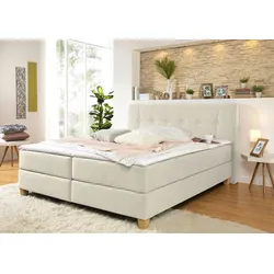Boxspringbett HOME AFFAIRE "Calloway", beige, B:168cm L:218cm, Komplettbetten, Boxspringbett, inkl. Topper, XXL-Ausführung, in 4 Farben, 5 Breiten, 3 Matratzenarten