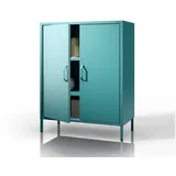 Jan Nowak Mehrzweckschrank Metall Werkstattschrank SZYMON 92 cm 3 Böden 2 Schubladen (1,1 mm 185 x 92 x 50 cm Lochabstand 27 mm 120 kg PZH) Kleiderschrank 2-türig magnetverschluss 40 kg 6 Farben Stahl grün