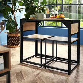 Tectake tectake® Sitzgruppe, 3-teilig, Industrial Style, mit höhenverstellbaren Kunststofffüßen