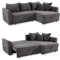 Luma-home Cord Ecksofa L-Form Couch Polsterecke mit Schlaffunktion,Bettkasten in