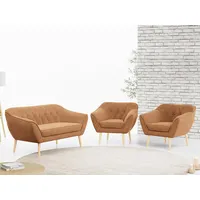 MKS MÖBEL Sofa PIRS 2 1 1, Pirs Loungesofa und Zwei Sessels, Moderne Sofa Set, Skandinavische Deko orange