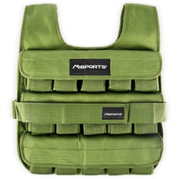 MSPORTS Gewichtsweste Premium Verstellbar von 5 kg - 30 kg Gewicht für Training Krafttraining (25 kg, Military Green)