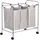 Amazon Basics Rechteckig Wäschesortierer mit 3 Taschen, 135 Liter Fassungsvermögen, Weiß, 78 x 46 x 86 cm