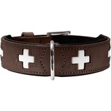 Hunter SWISS Hundehalsband, Leder, hochwertig, schweizer Kreuz, 32 (XS), braun/schwarz