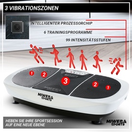 MIWEBA Sports Vibrationsplatte MV200 3D-Vibration, Fernbedienung, Bluetooth, Display, 2 x 200 Watt (Grau)