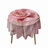 Morbuy Rund Tischdecke Abwaschbar, 3D Rosen Drucken Rund Tischdecken Wasserdicht Lotuseffekt Abwischbar Tischtuch für Dekoration Küchentisch Garten Outdoor (Durchmesser 100cm,Pinke Rose)