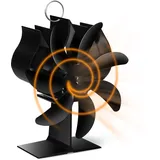 Fwiull Kaminventilator ohne Strom,7 Blättern Ofenventilator Ventilator Für Kaminofen ohne Wärmebetriebener Stove Fan Leiser mit Ofenventilator Kaminventilator für Holzöfen/Holzbrenner (Schwarz-ZL)