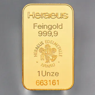 Goldbarren 1oz HERAEUS geprägt