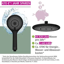 Wenko Duschsystem Watersaving Schwarz 75-120 cm
