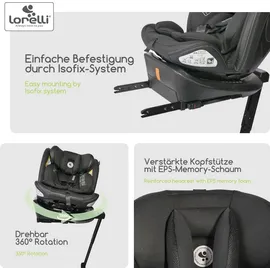 Lorelli Kindersitz Estate i-Size 40-150cm, Isofix Stützbein, Sitz 360 drehbar, grün