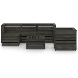 vidaXL 6-tlg. Garten-Lounge-Set Grau Imprägniertes Kiefernholz