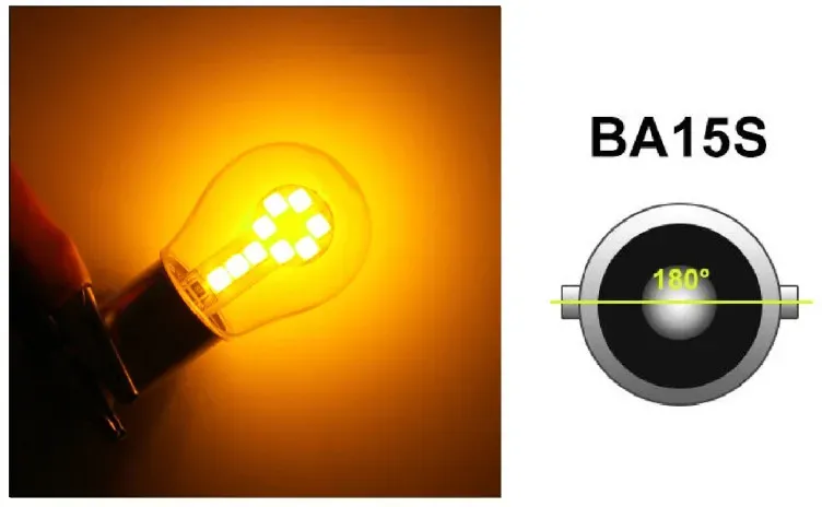 LED-Lampen, 18 SMD, BA15S 1156 (P21W), gegenüberliegende Pins (180°), 12 V, orange