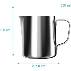 Intirilife Milchkännchen aus Edelstahl - 350 ml Füllmenge - 11 x 7.8 x 9.5 cm - Milchkanne Barista Krug für aufgeschäumte Milch
