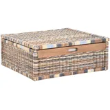 Krines Home Aufbewahrungskorb Großer Unterbett Schub aus Rattan 64x58x25cm / Unterbettkommode, mit Deckel, Bett Kasten Korb Kleider Aufbewahrung Box bunt