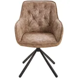 Livetastic Armlehnstuhl, Braun, Holz, Metall, Textil, Pappel, Sperrholz, Füllung: Schaumstoff, konisch, 61x91x59 cm, Esszimmer, Stühle, Esszimmerstühle, Armlehnenstühle