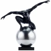 KUNSTLOFT Skulptur, Schwarz, Stein, 48x47x27 cm, Dekoration, Skulpturen &