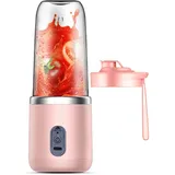 Smoothie Maker, Tragbarer Mixer, Standmixer, 400ML Elektrisch Maker, USB wiederaufladbarer, mit 1 Mischbecher,Rosa - Dunkelblau