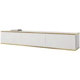 Mirjan24 Orenate TV-Lowboard 175x30x32 cm Weiß/Gold Holzwerkstoff