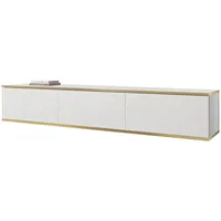Mirjan24 Orenate TV-Lowboard 175x30x32 cm Weiß/Gold Holzwerkstoff