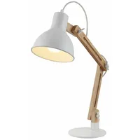 LINDBY Schreibtischlampe Shivanja, Holz, verstellbar, E27