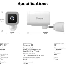 Sonoff CAM-B1P 2K Weiß